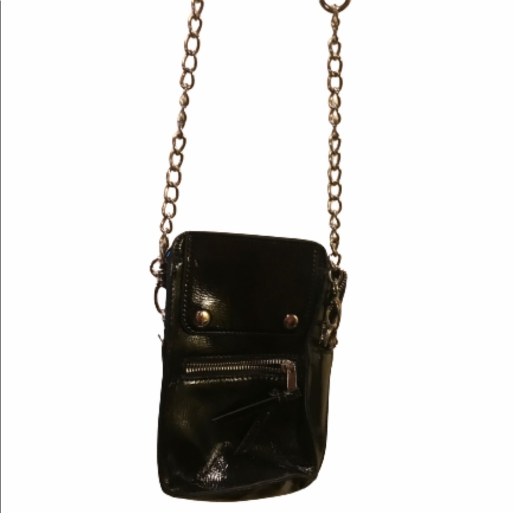 Steve Madden black patent leather crossbody purse